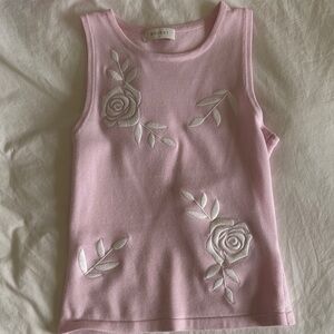 Meshki Light Pink Floral Embroidered Tank Top